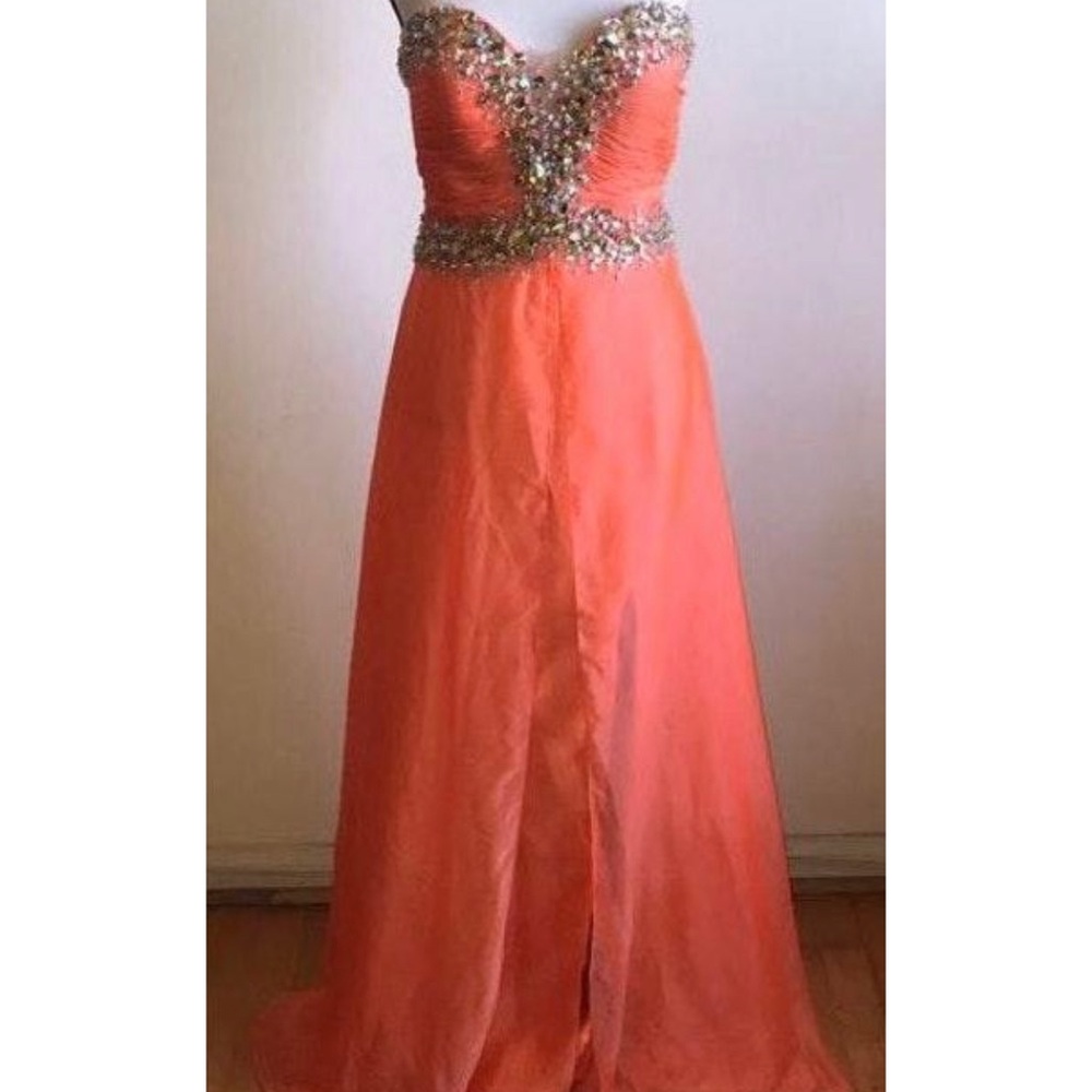 Orange Rhinestone Dress
